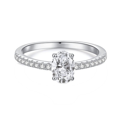 Oval Pavé-Set Diamond Ring