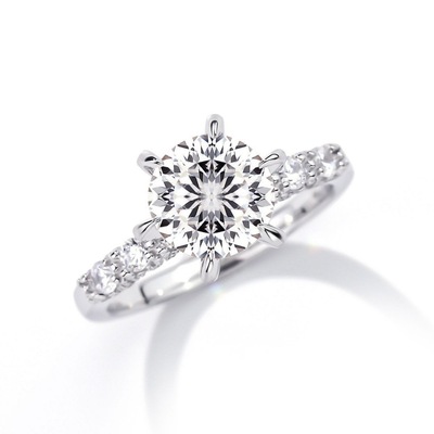 Classic Six-Prong Pavé-Set Ring