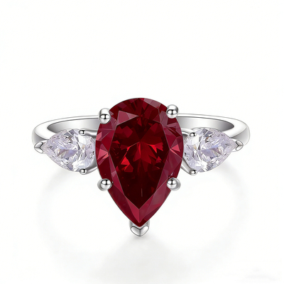 Three-stone drop-shaped ring
