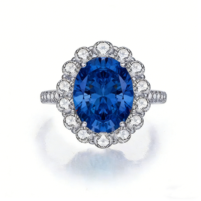 Oval halo pave diamond ring