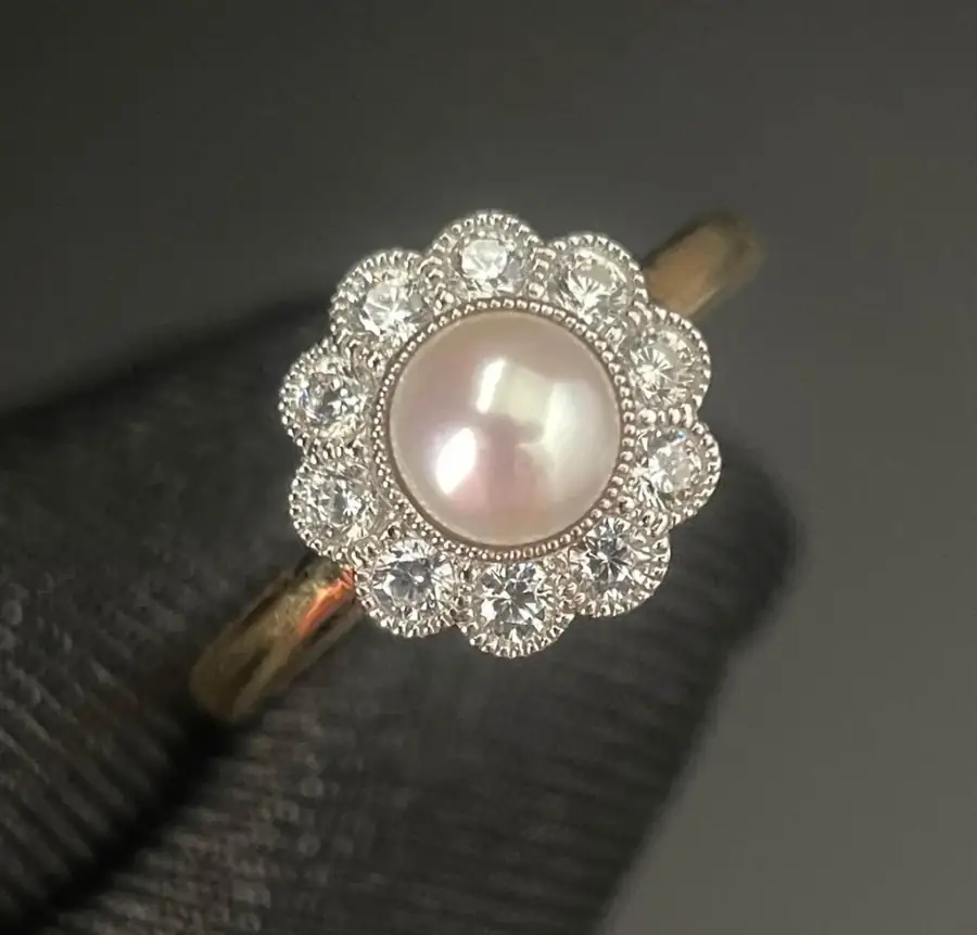 Pearl ring recreated from a family anniversary ring